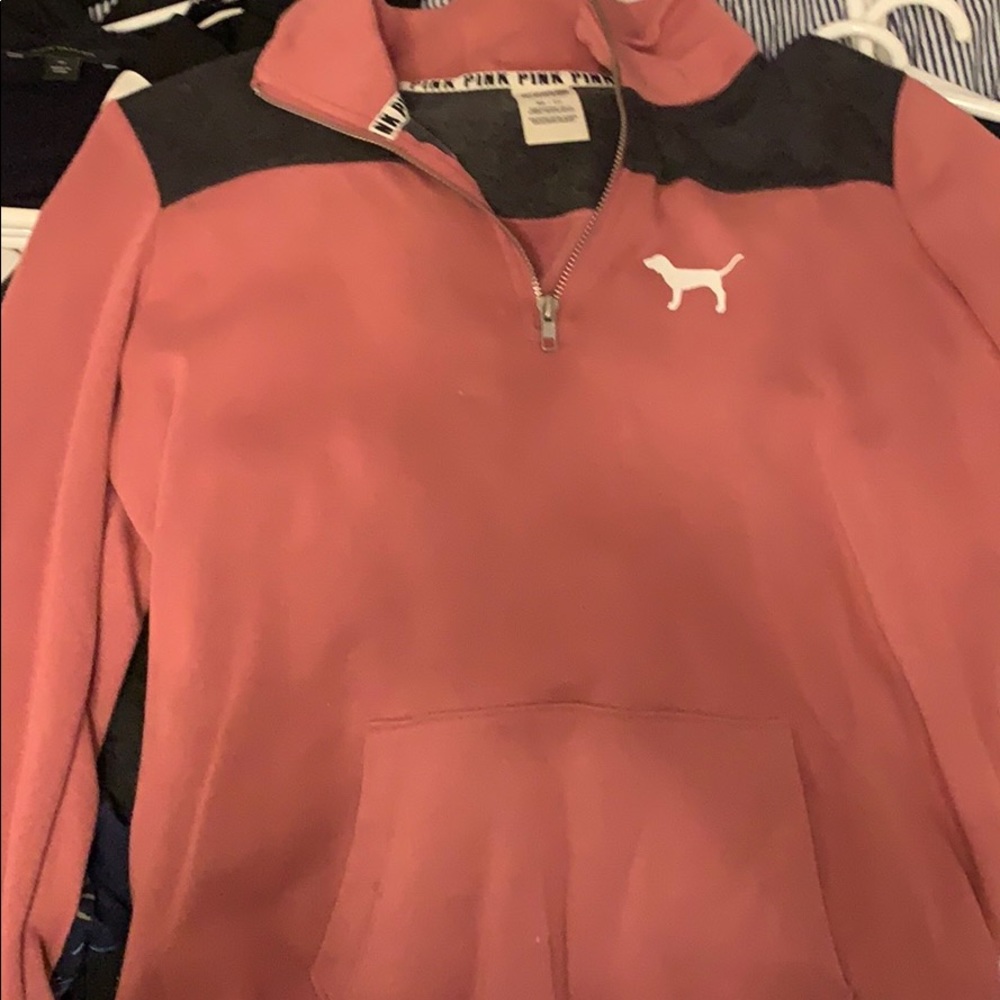 PINK zip crew neck
